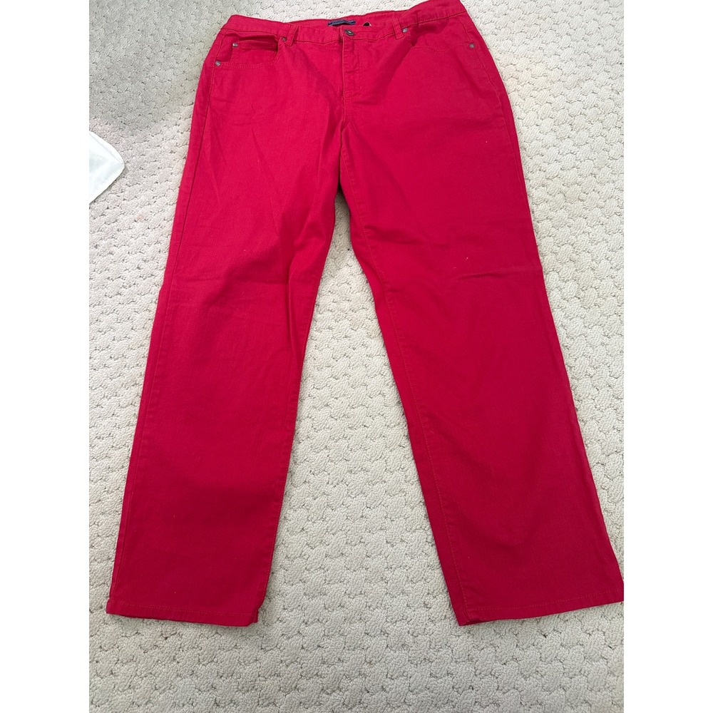 Bandolino Mandie Red Straight Leg Pants Womens 16W Plus Size Stretch Cotton